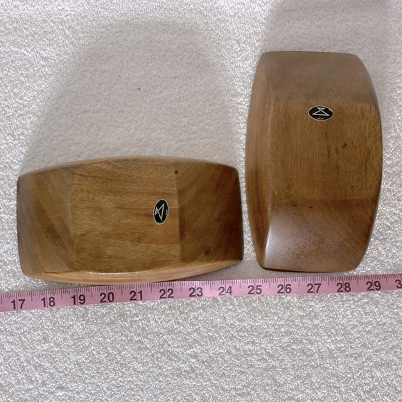 Vintage Rectangle Carved Wood Bowls x2 - Picture 12 of 14